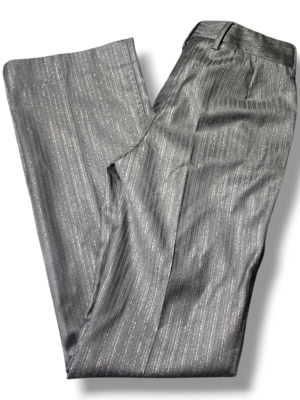 Dolce & Gabbana Dress Pants Metallic Silver Pinstripe Wide Leg Pants Y2K Vintage - Picture 3 of 15